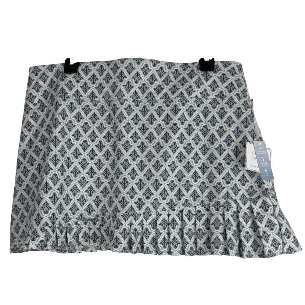 Sigrid Olsen Sage Green Floral Pleated Golf Tennis Skort UPF 50 Size XL NWT